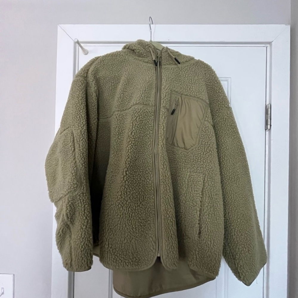 Cozy Olive Green Sherpa Jacket